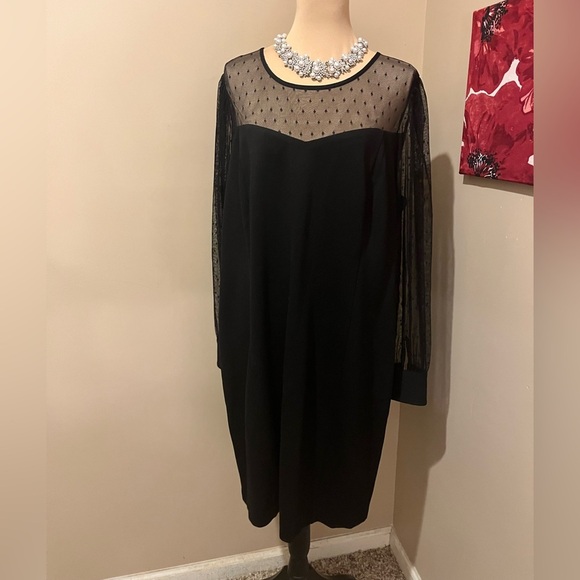 NWT Lane Bryant Mesh Yoke/Sleeve Sheath Dress, Size 18 - Picture 2 of 8